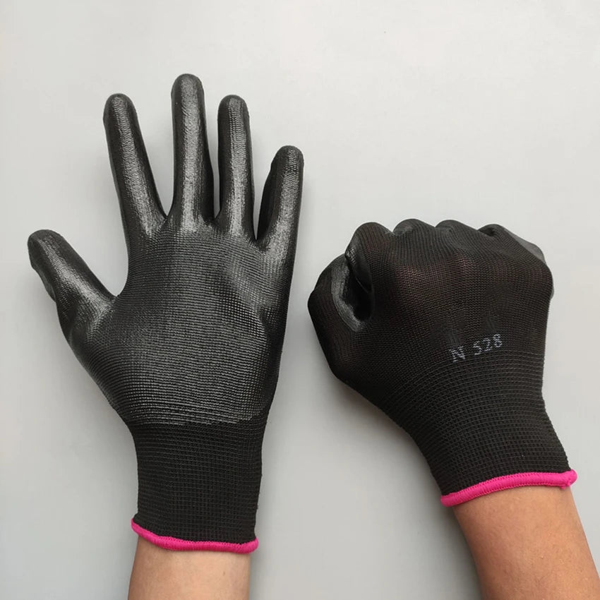 1 Pair Latex Rubber Safety Work Gloves Nylon Knit Work Protective Gloves with Dipped Palm Coating, Gloves for Gardening