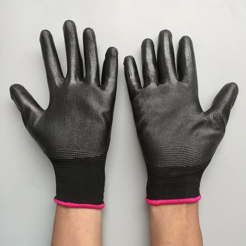 1 Pair Latex Rubber Safety Work Gloves Nylon Knit Work Protective Gloves with Dipped Palm Coating, Gloves for Gardening