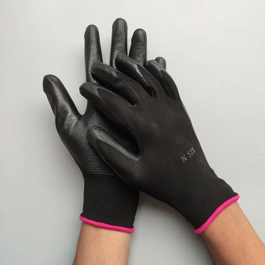 1 Pair Latex Rubber Safety Work Gloves Nylon Knit Work Protective Gloves with Dipped Palm Coating, Gloves for Gardening