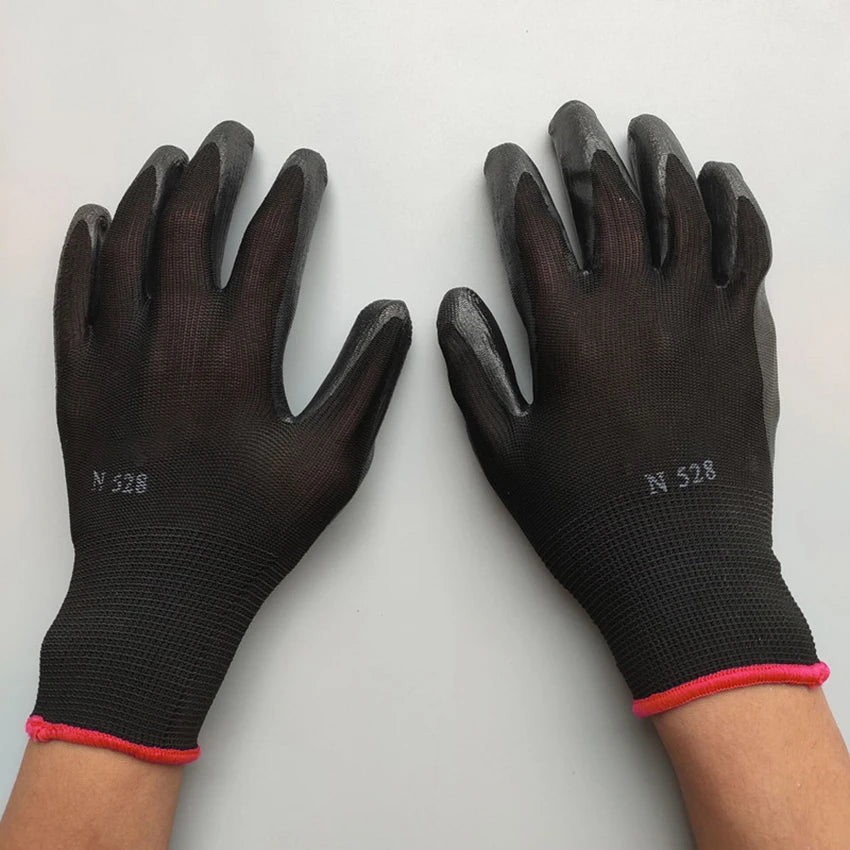 1 Pair Latex Rubber Safety Work Gloves Nylon Knit Work Protective Gloves with Dipped Palm Coating, Gloves for Gardening